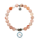 Sakura Agate Gemstone Bracelet with Serenity Wave Sterling Silver Charm