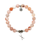 Sakura Agate Gemstone Bracelet with Skis Sterling Silver Charm