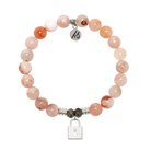 Sakura Agate Gemstone Bracelet with Unbreakable Friendship Sterling Silver Charm