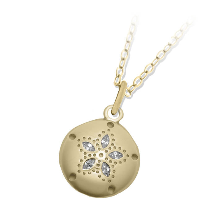 Sand Dollar CZ Gold Charm Necklace