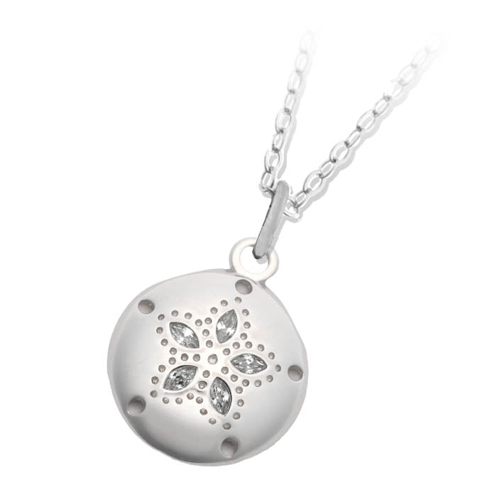 Sand Dollar CZ Sterling Silver Charm Necklace
