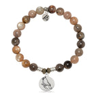 Sand Moonstone Gemstone Bracelet with Cardinal Sterling Silver Charm