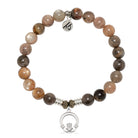 Sand Moonstone Gemstone Bracelet with Claddagh Sterling Silver Charm