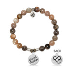 Sand Moonstone Gemstone Bracelet with Grandmother Sterling Silver Charm