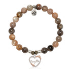 Sand Moonstone Gemstone Bracelet with Heart Daughter Sterling Silver Charm