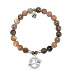 Sand Moonstone Gemstone Bracelet with Infinity and Beyond Sterling Silver Charm