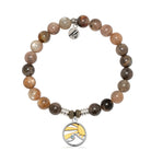 Sand Moonstone Gemstone Bracelet with Rising Sun Sterling Silver Charm