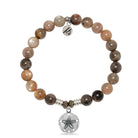 Sand Moonstone Gemstone Bracelet with Sand Dollar Sterling Silver Charm