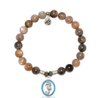 Sand Moonstone Gemstone Bracelet with Seahorse Sterling Silver Charm