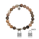 Sand Moonstone Gemstone Bracelet with Unbreakable Sterling Silver Charm