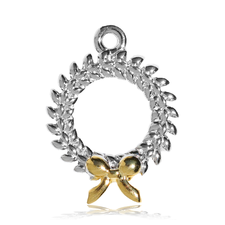 Sand Moonstone Gemstone Bracelet with Wreath Sterling Silver Charm