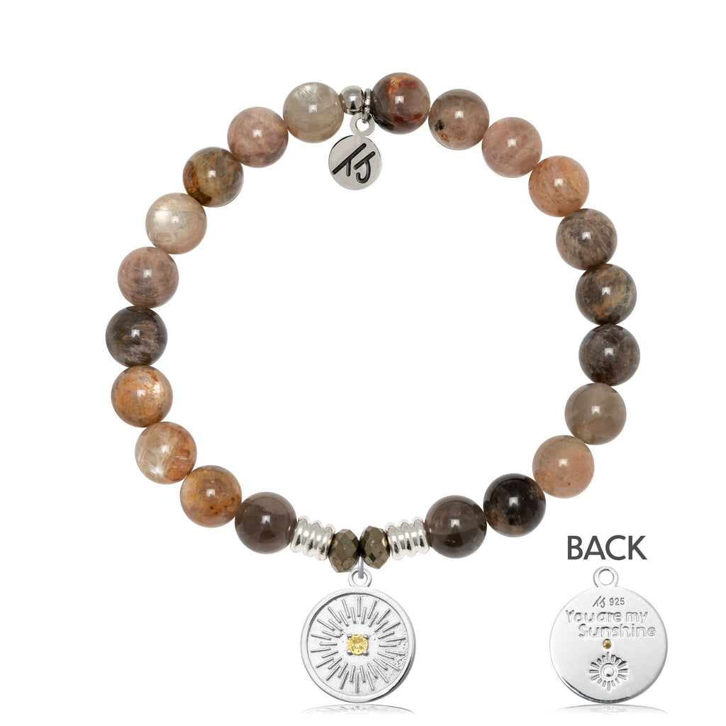 Sand Moonstone Gemstone Bracelet with You are my Sunshine Sterling Silver Charm