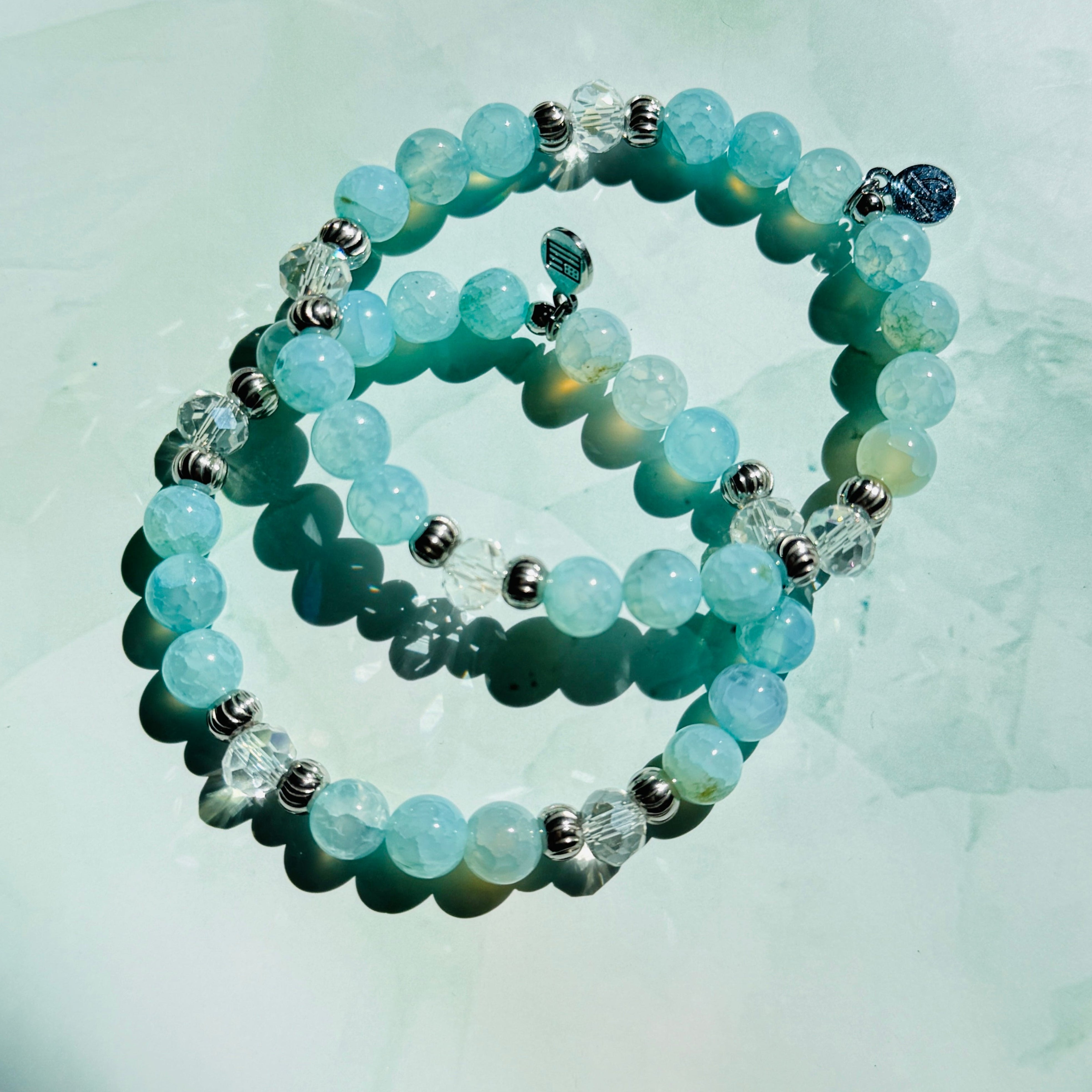 Saturday BOGO Bracelet Limited Edition Aqua Fire Agate Gemstone Exclusive Bracelet