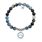 Serenity Wave Charm with Black and Blue Agate Gemstone Bracelet