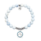 Serenity Wave Charm with Light Blue White Agate Gemstone Bracelet