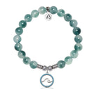 Serenity Wave Charm with Teal White Jade Gemstone Bracelet