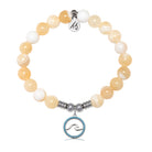 Serenity Wave Charm with Yellow White Jade Gemstone Bracelet