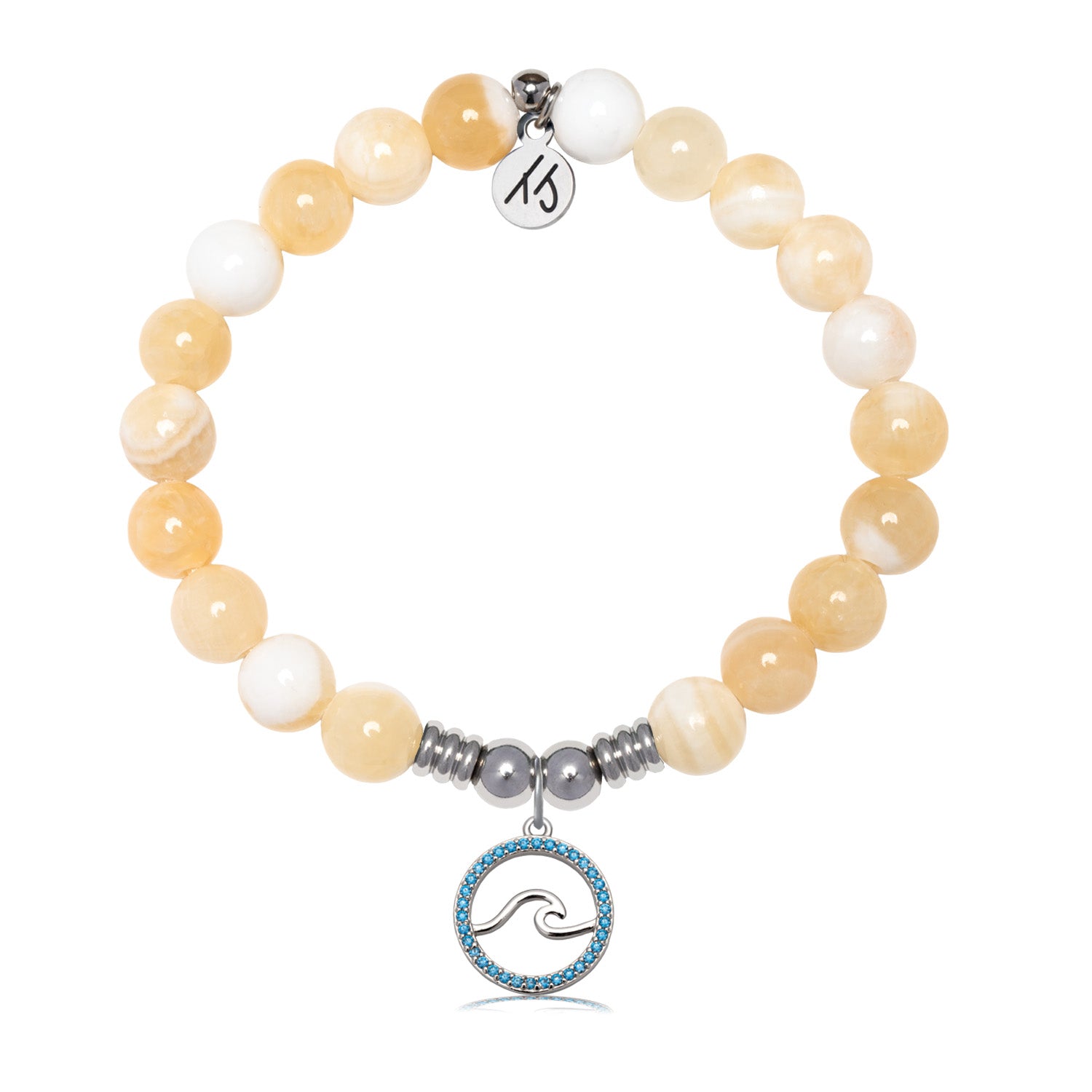 Serenity Wave Charm with Yellow White Jade Gemstone Bracelet