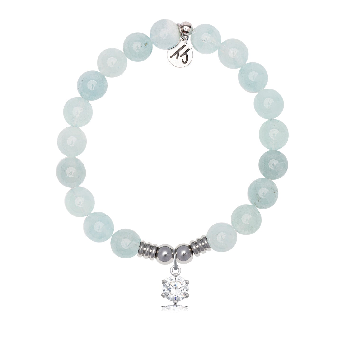 Shine Like a Diamond Charm with Blue Aquamarine Jade Gemstone Bracelet