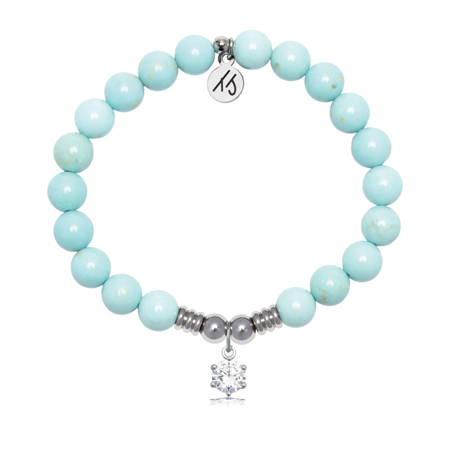 Shine Like a Diamond Charm with Blue Turquoise Gemstone Bracelet