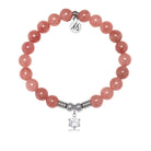 Shine Like a Diamond Charm with Strawberry Jade Gemstone Bracelet