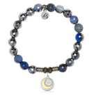 Silver Dipped Sky Blue Agate Gemstone Bracelet with Radiant Soul Sterling Silver Charm