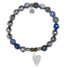 Silver Dipped Sky Blue Agate Gemstone Bracelet with You are Loved Sterling Silver Charm