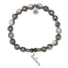 Silver Dipped White Moonstone Gemstone Bracelet with Believe in Yourself Sterling Silver Charm