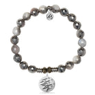 Silver Dipped White Moonstone Gemstone Bracelet with Birthday Wishes Sterling Silver Charm