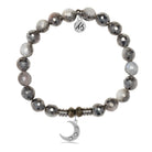 Silver Dipped White Moonstone Gemstone Bracelet with Friendship Stars Sterling Silver Charm