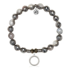 Silver Dipped White Moonstone Gemstone Bracelet with Good Karma Sterling Silver Charm