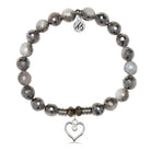 Silver Dipped White Moonstone Gemstone Bracelet with Love Within Sterling Silver Charm