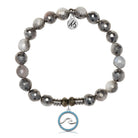 Silver Dipped White Moonstone Gemstone Bracelet with Serenity Wave Sterling Silver Charm