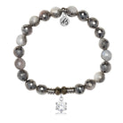 Silver Dipped White Moonstone Gemstone Bracelet with Shine Like A Diamond Sterling Silver Charm