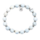 Silver Empowered Elegance Collection- Light Blue White Agate Gemstone Bracelet