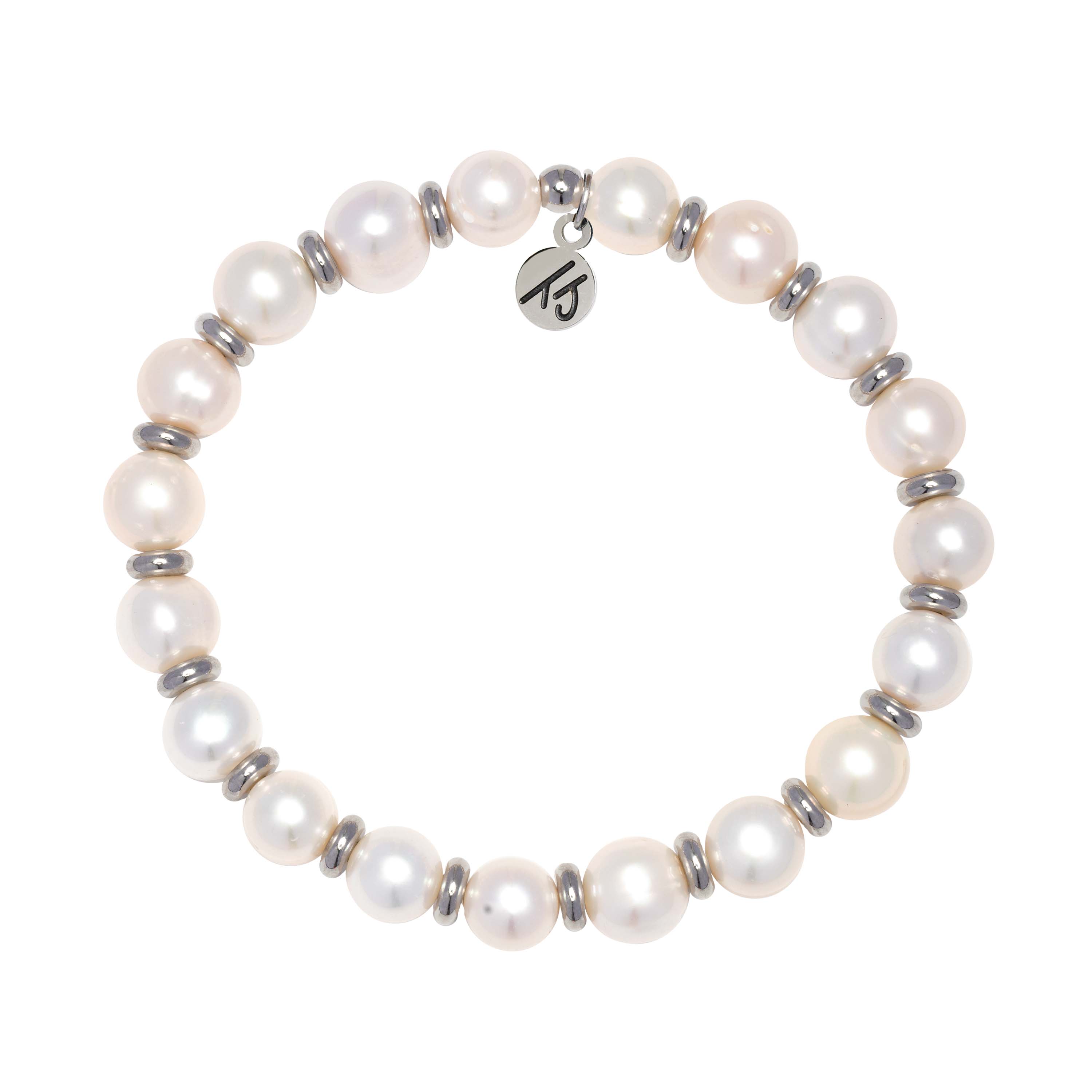 Silver Empowered Elegance Collection- Pearl Gemstone Bracelet