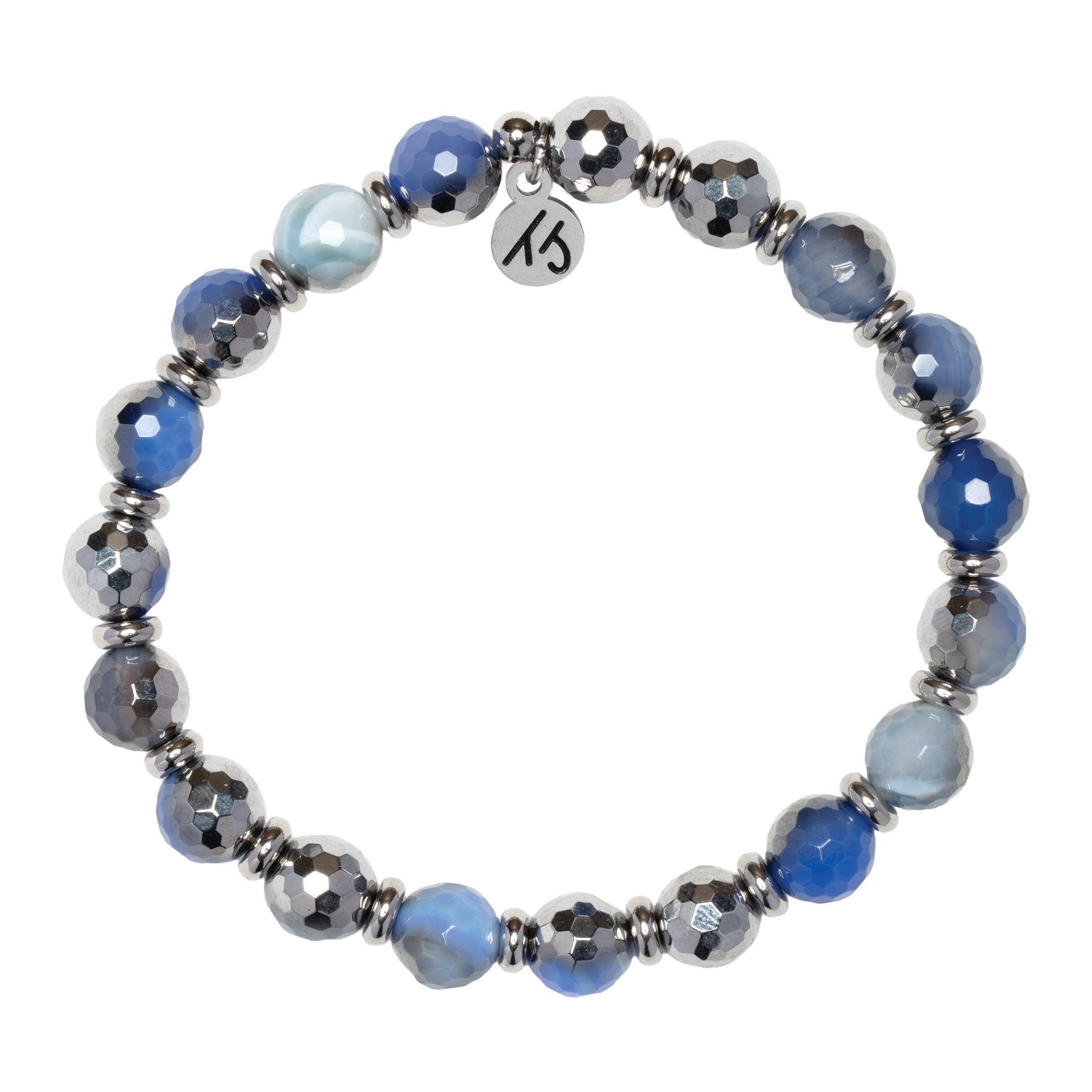 Silver Empowered Elegance Collection- Silver Dipped Sky Blue Agate Gemstone Bracelet