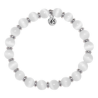 Silver Empowered Elegance Collection- White Cats Eye Gemstone Bracelet