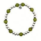 Silver Inner Grace Collection- Olive Cats Eye Gemstone Bracelet