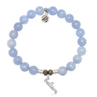 Sky Blue Jade Gemstone Bracelet with Believe in Yourself Sterling Silver Charm