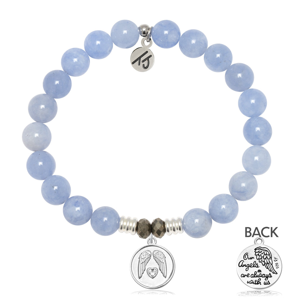 Sky Blue Jade Gemstone Bracelet with Guardian Sterling Silver Charm
