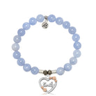 Sky Blue Jade Gemstone Bracelet with Heart Family Sterling Silver Charm