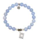 Sky Blue Jade Gemstone Bracelet with Memories Sterling Silver Charm