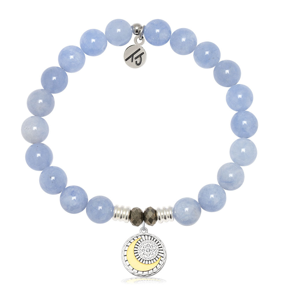 Sky Blue Jade Gemstone Bracelet with Radiant Soul Sterling Silver Charm