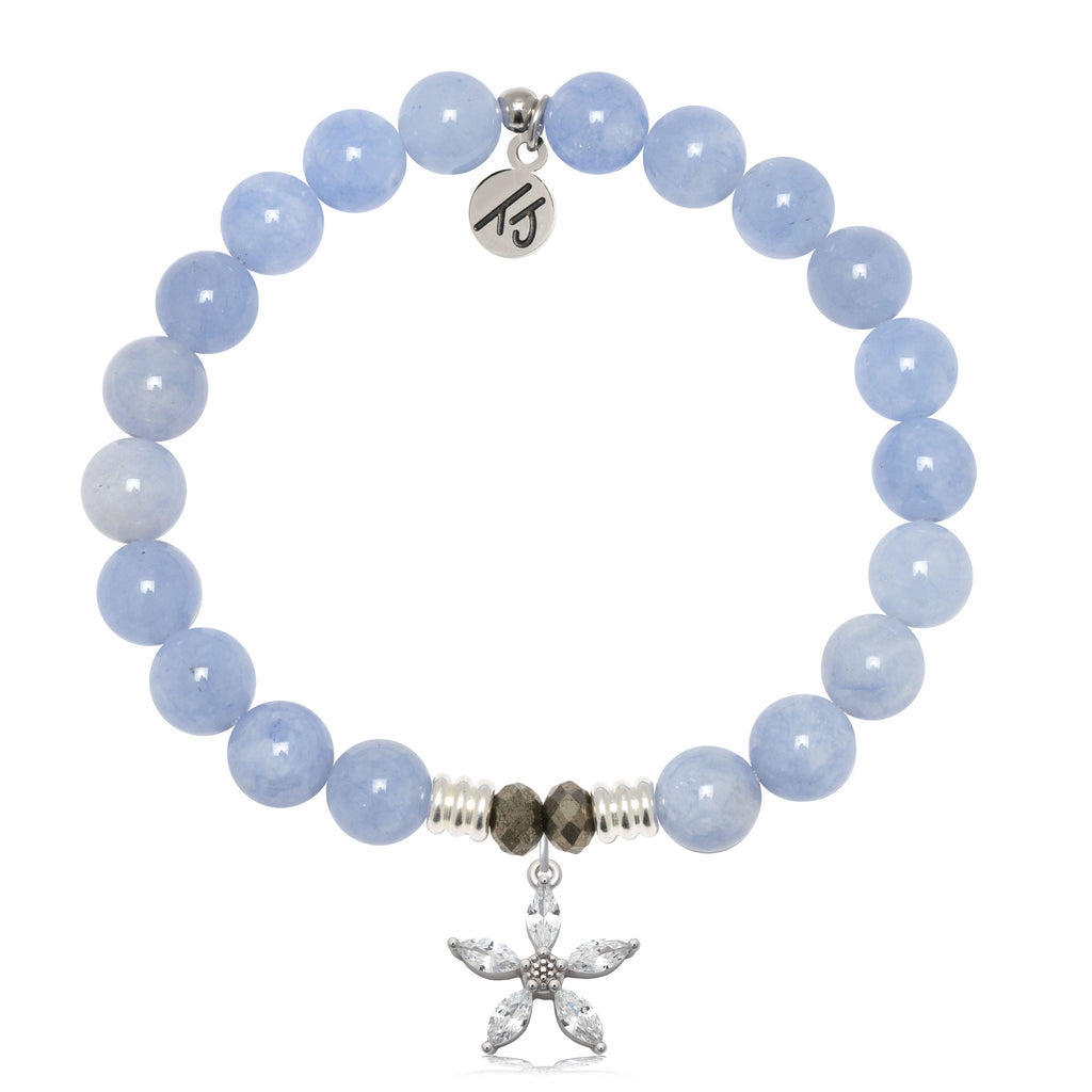 Sky Blue Jade Gemstone Bracelet with Renewal Sterling Silver Charm
