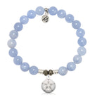Sky Blue Jade Gemstone Bracelet with Sand Dollar CZ Sterling Silver Charm