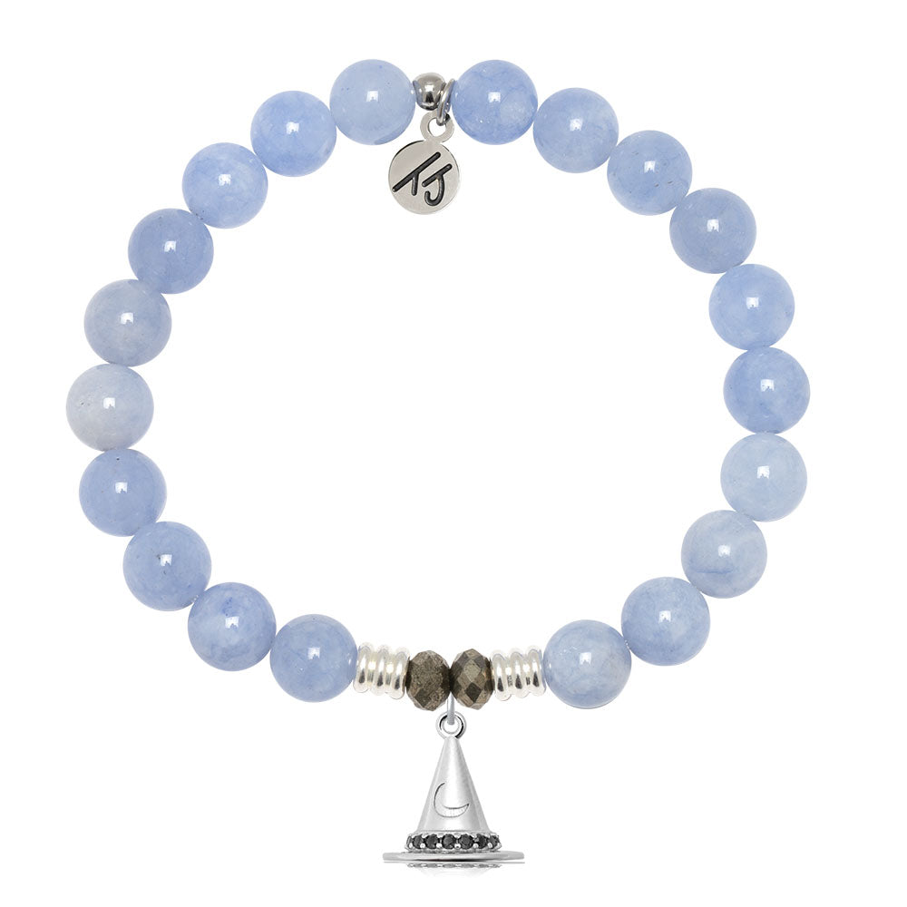 Sky Blue Jade Gemstone Bracelet with Spellbound Sterling Silver Charm