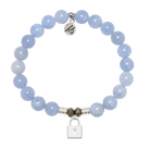 Sky Blue Jade Gemstone Bracelet with Unbreakable Friendship Sterling Silver Charm