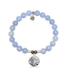 Sky Blue Jade Stone Bracelet with Cactus Sterling Silver Charm