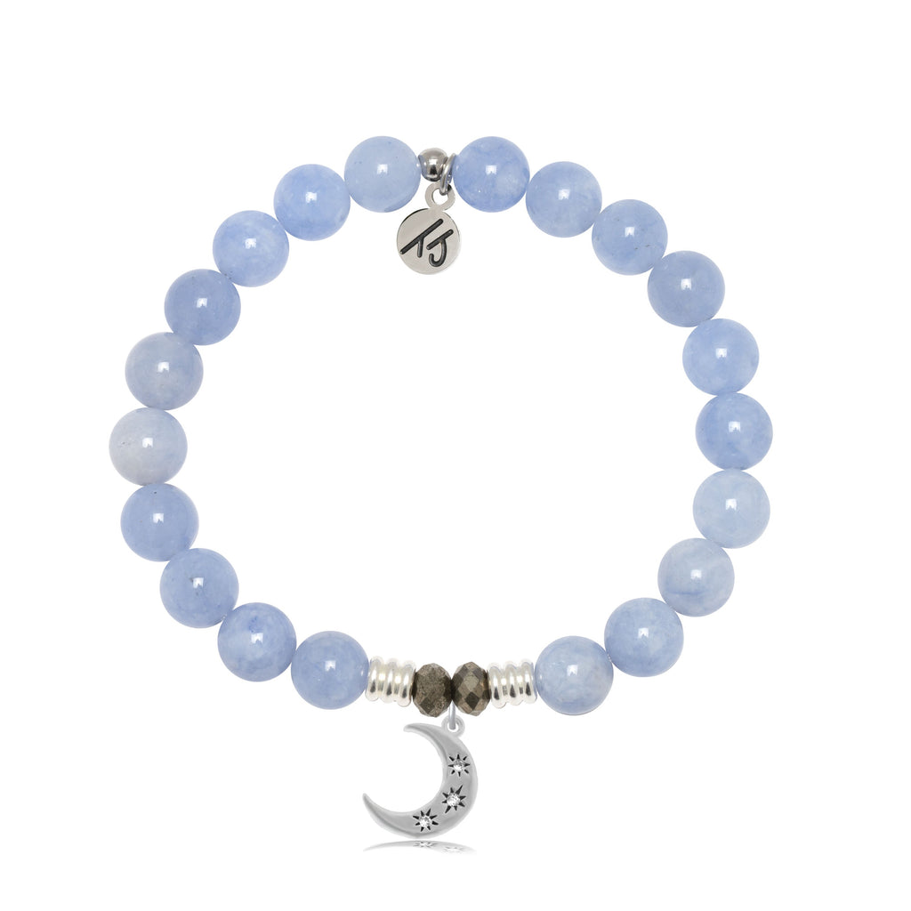 Sky Blue Jade Stone Bracelet with Friendship Stars Sterling Silver Charm